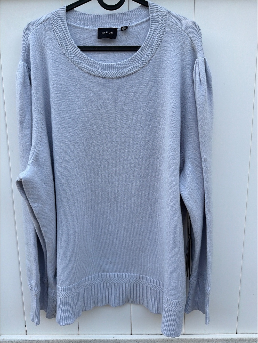 Cyrus Women's Size 3X Light Blue Crew Neck Knit Sweater